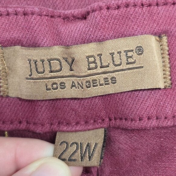 Judy Blue‎ Jeans Womens 22W Burgundy Belfast High Rise Straight NWT Boho - Picture 6 of 15